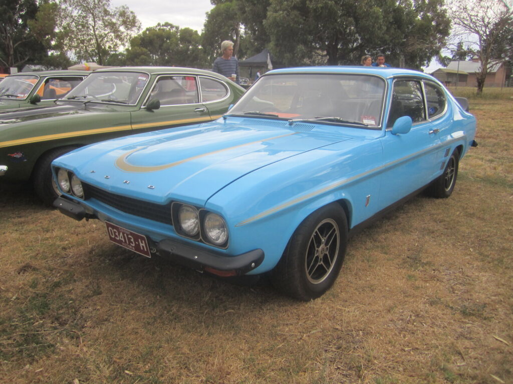 1973 Ford Capri RS3100 — the UK-built Halewood homologation special with 3.1-litre Essex V6 and ducktail rear spoiler