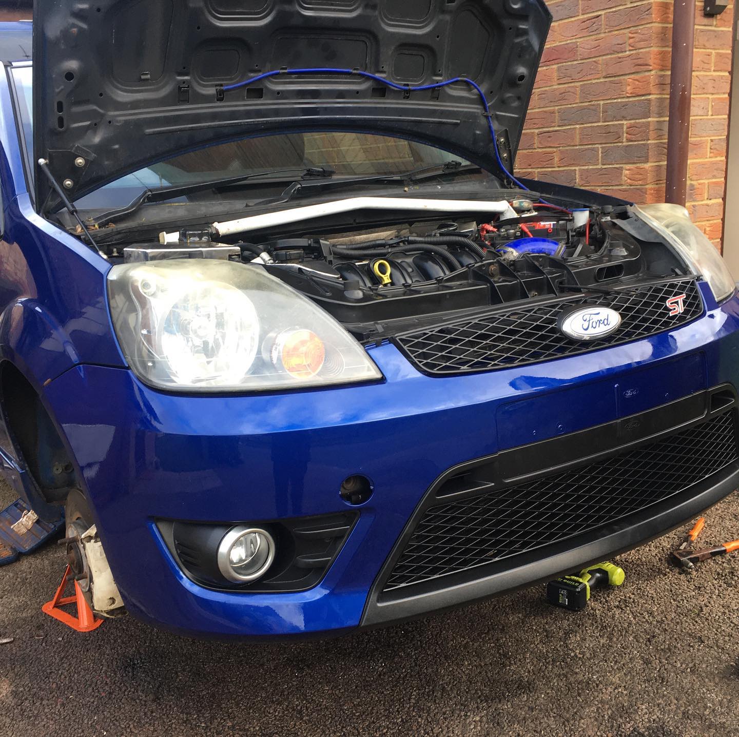Ford Zetec engine bay stripped down during restoration at Top Touch Coachworks workshop
