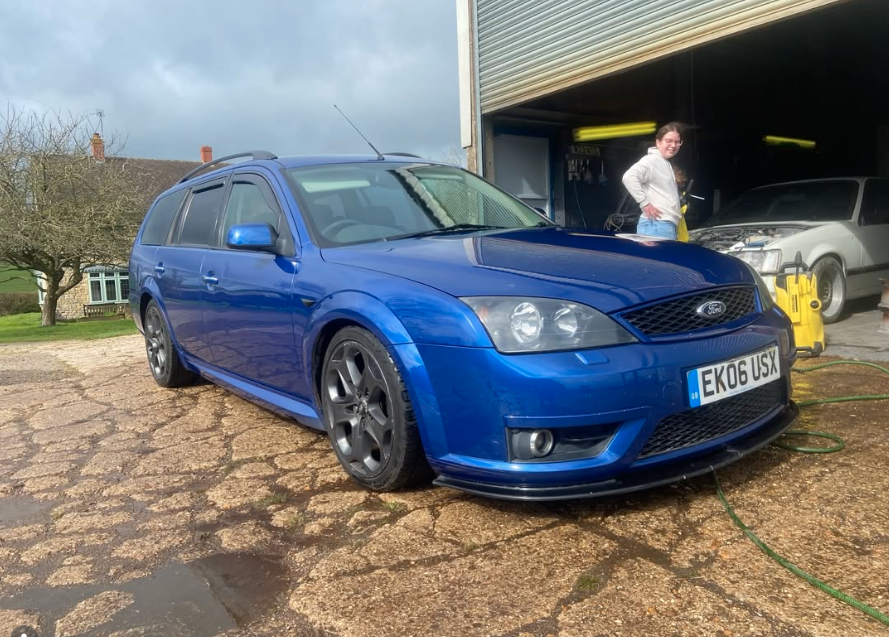 Blue Ford Mondeo ST estate outside Top Touch Coachworks workshop near Milton Keynes